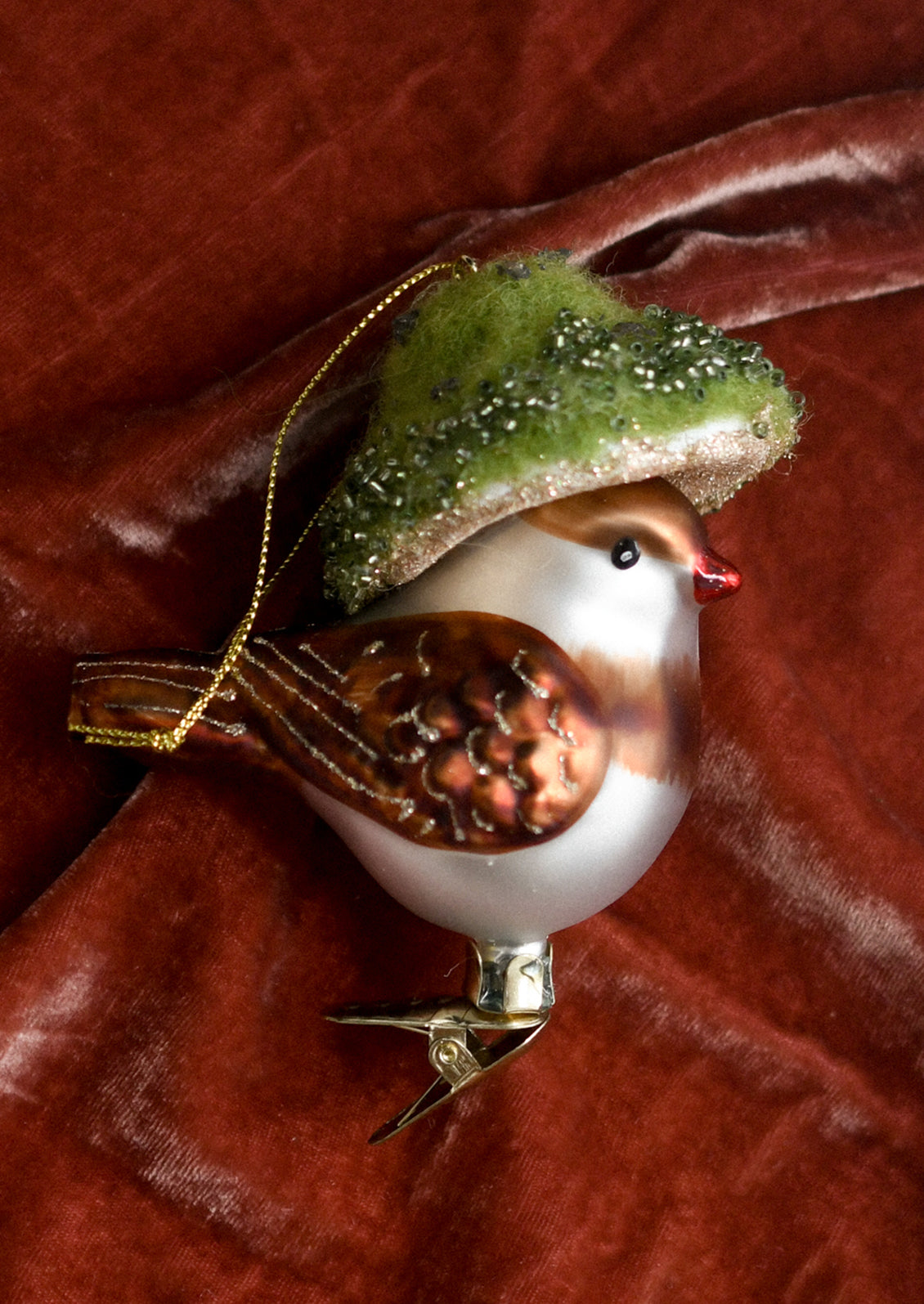 Bird in Toadstool Hat Ornament