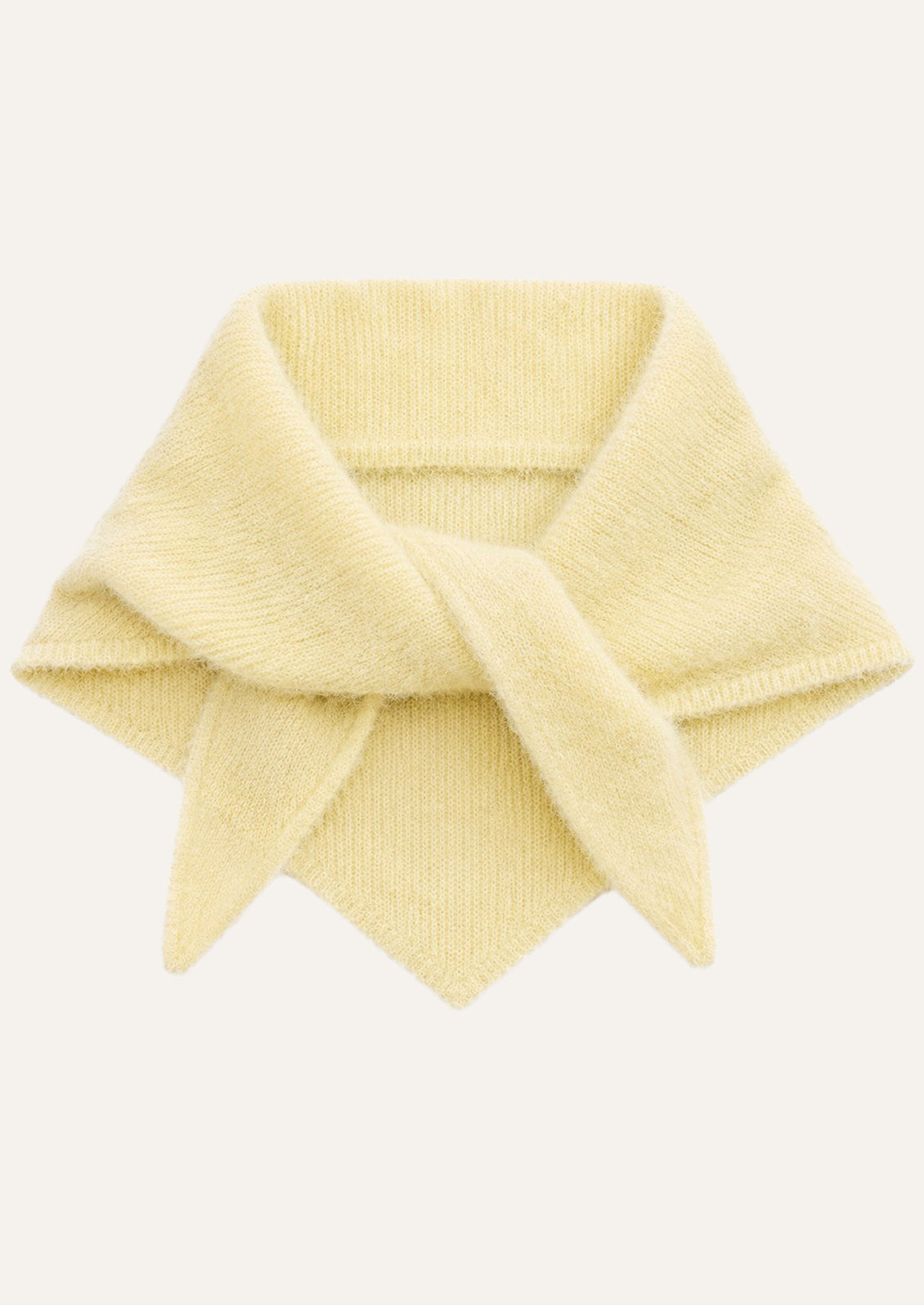 A mohair blend scarf in a canary yellow color.