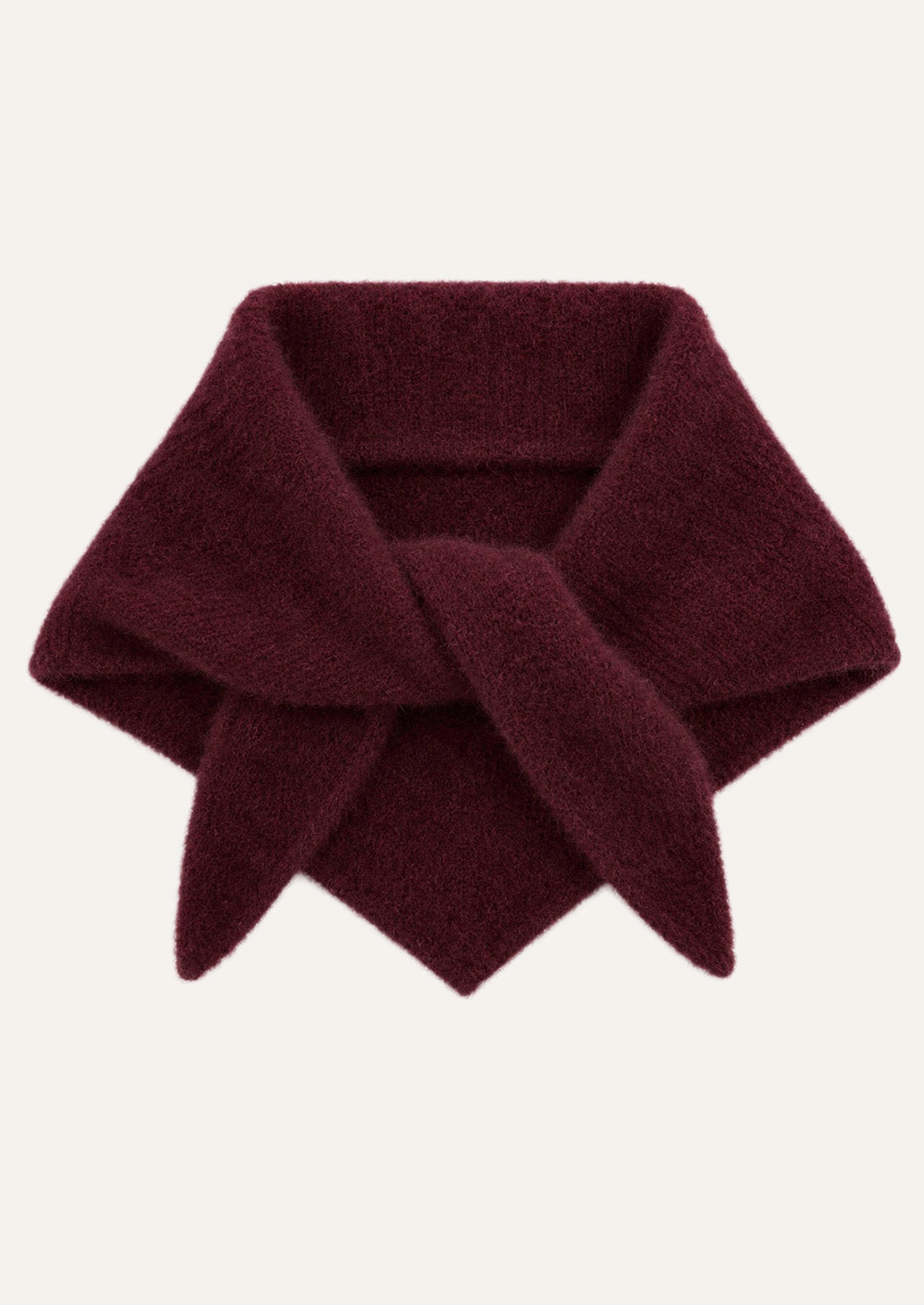 A mohair blend scarf in a deep oxblood color.