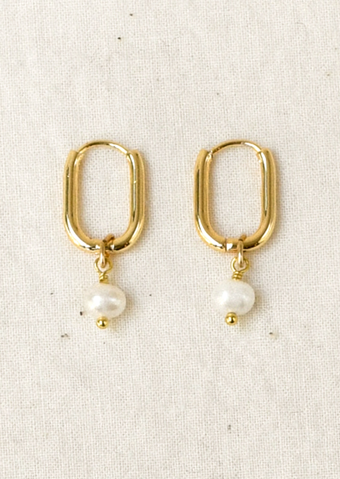 Pearl Charm Oval Hoop Earrings