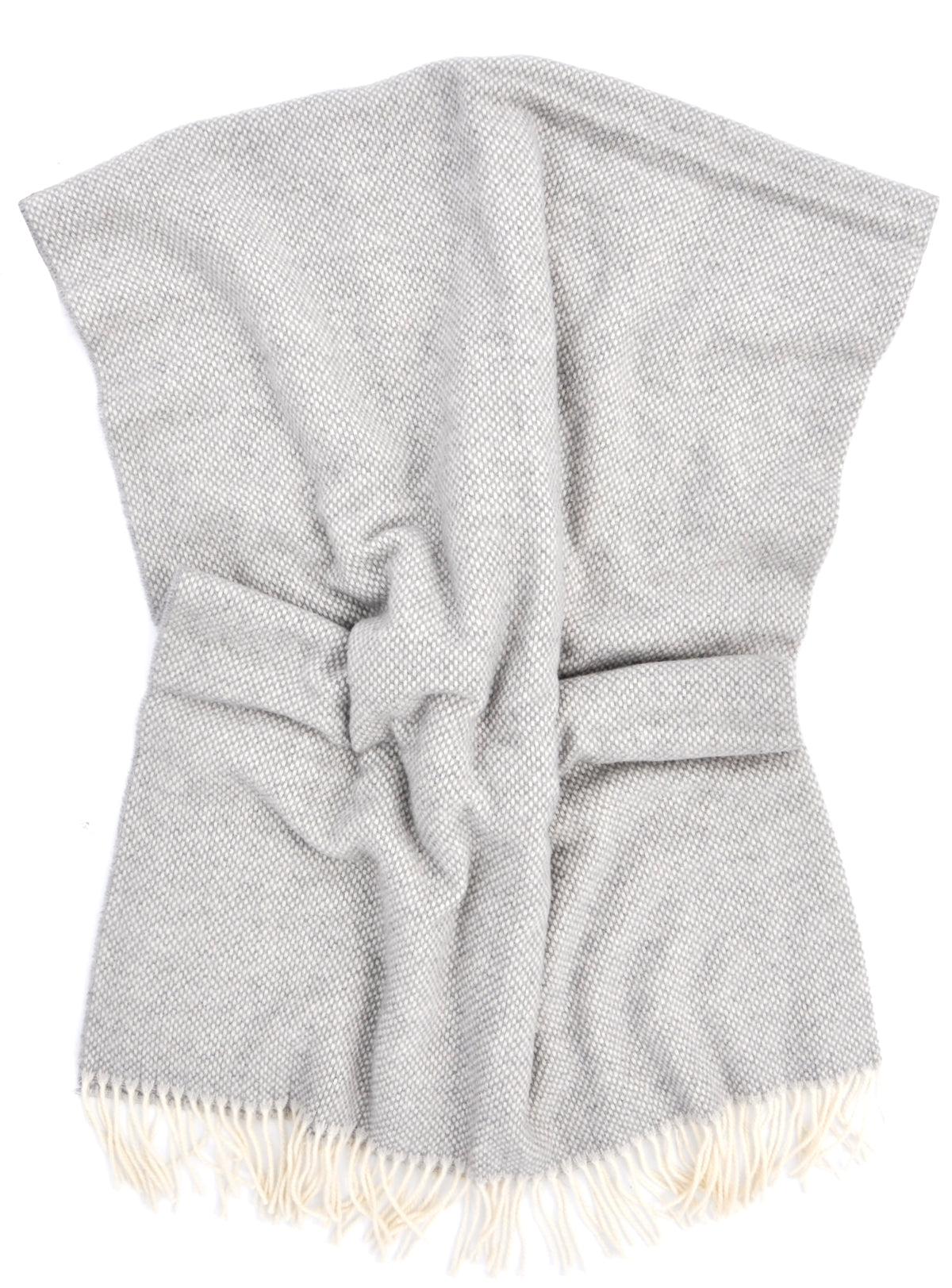 Basketweave Wool-Cashmere Throw in Heather Grey - LEIF