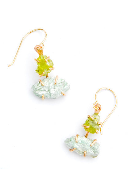 Gem Ladder Earrings in Peridot / Fuchsite - LEIF