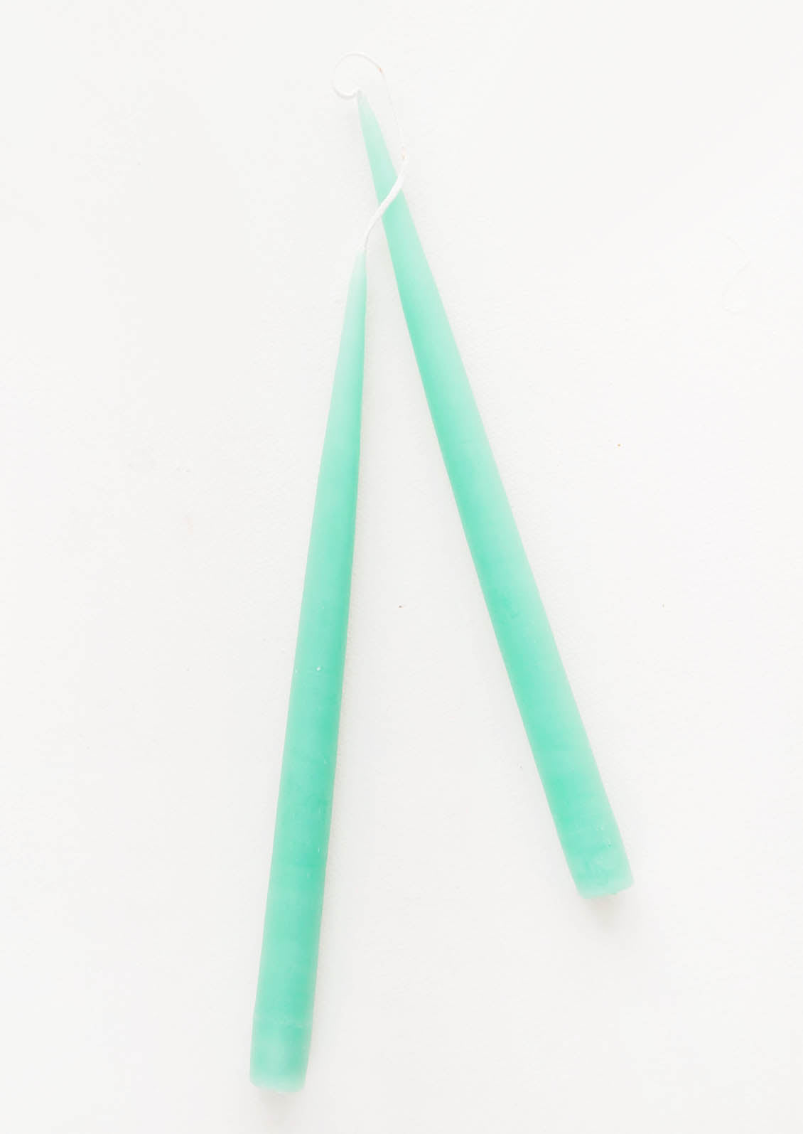 Pair of Two long Taper Candles in Aqua.