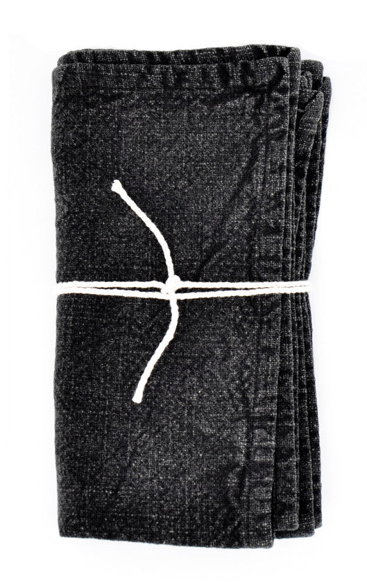 Heirloom Overdye Napkin Set in Black - LEIF