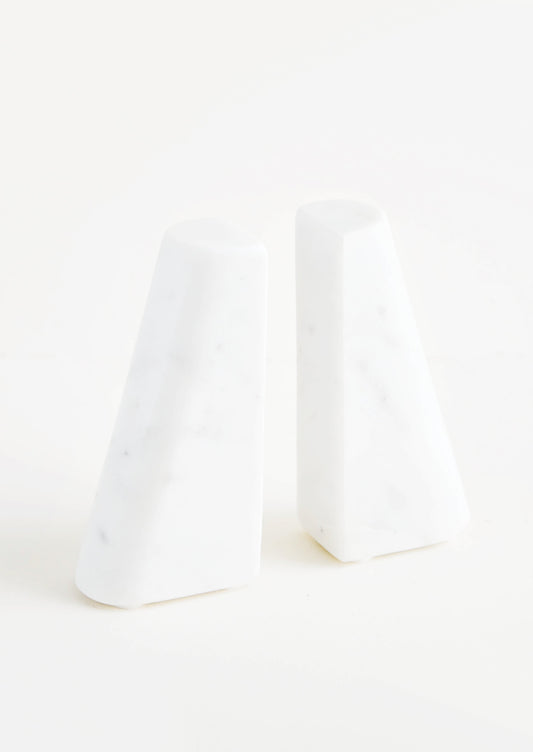 Tapered White Marble Bookends in  - LEIF