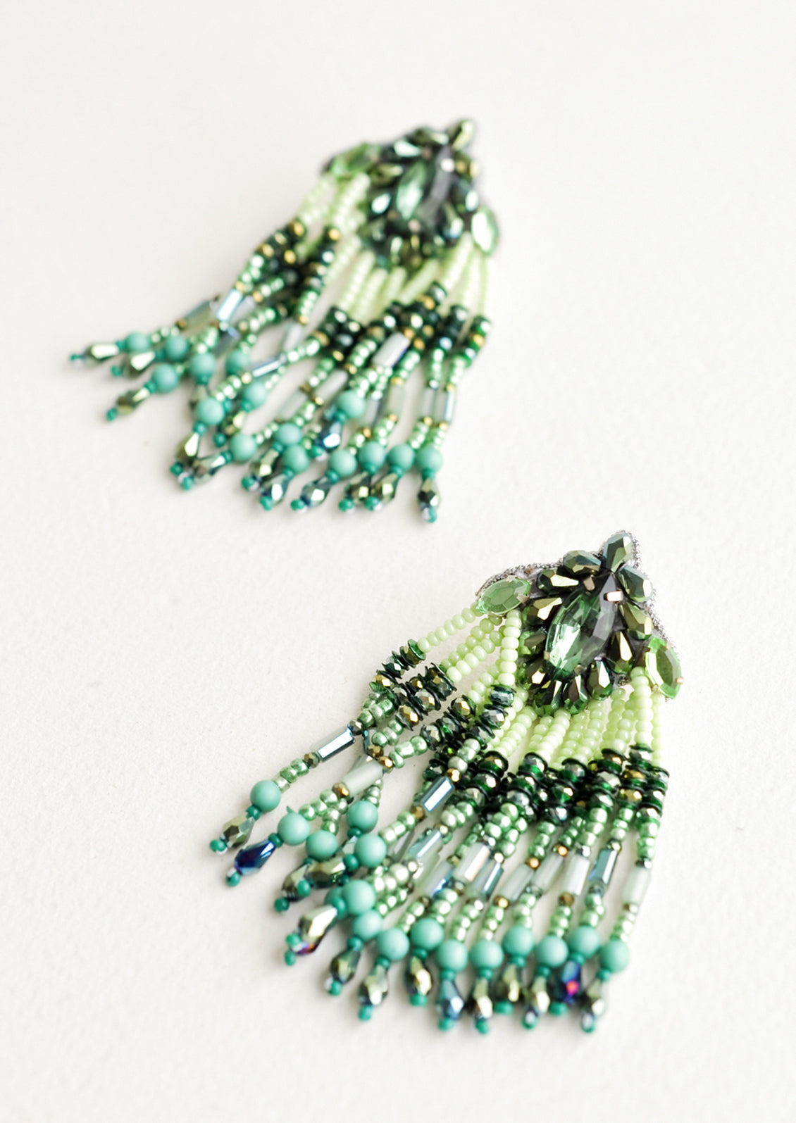 Maharaja Beaded Earrings in Green Multi - LEIF