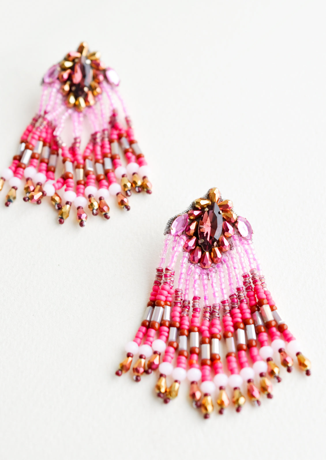 Maharaja Beaded Earrings in Pink Multi - LEIF
