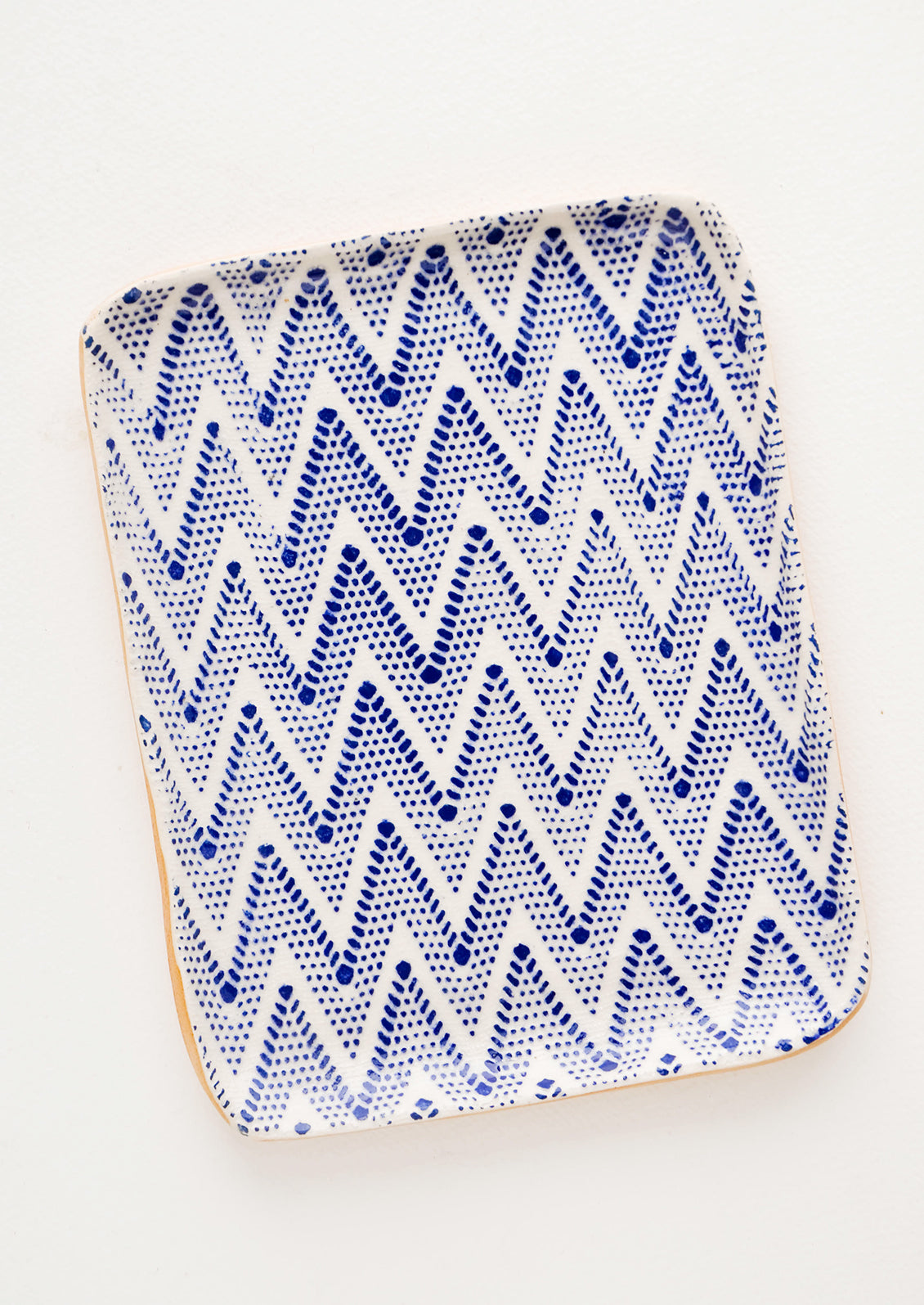 Pressed Pattern Ceramic Tea Tray in Chevron / Cobalt - LEIF
