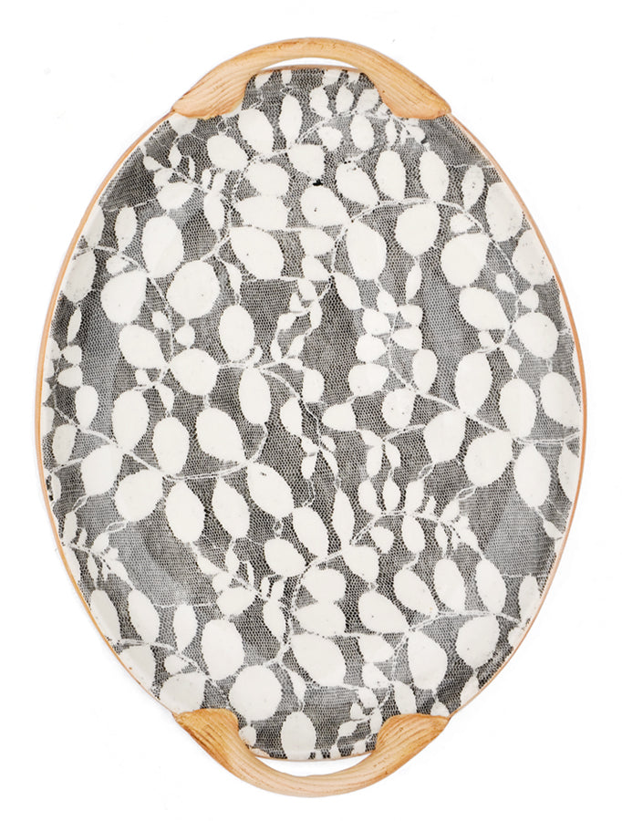 Pressed Pattern Serving Tray in Sunprint Black - LEIF